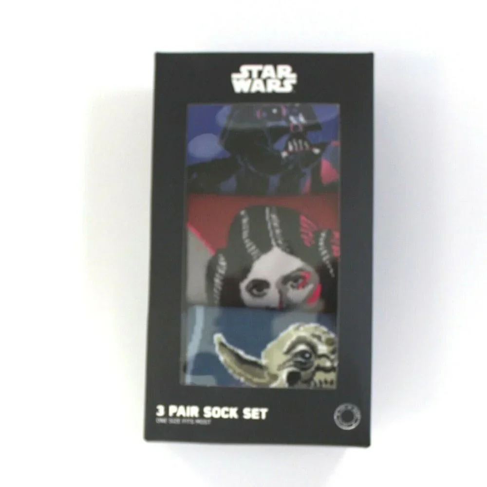 Star Wars Socks Yoda Princess Leia Darth Vader 3 Pairs